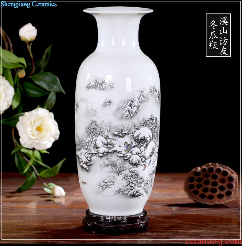 Jingdezhen ceramic powder enamel peony dry flower vase of modern home living room office desktop mesa place adorn article
