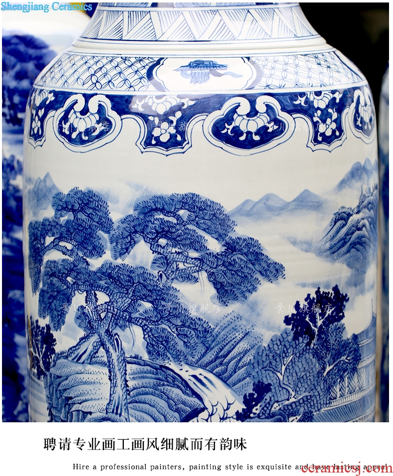 Blue and white porcelain of jingdezhen hand-painted splendid sunvo sitting room adornment porcelain vase of large hotel furnishing articles with a gift