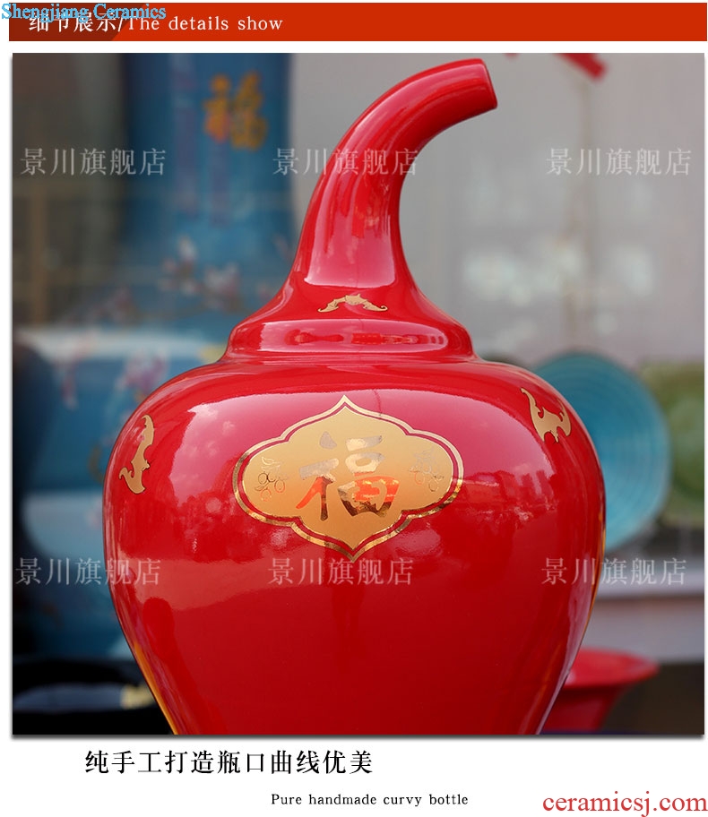 Jingdezhen ceramic maxim landing big gourd vases home sitting room store modern Chinese style furnishing articles