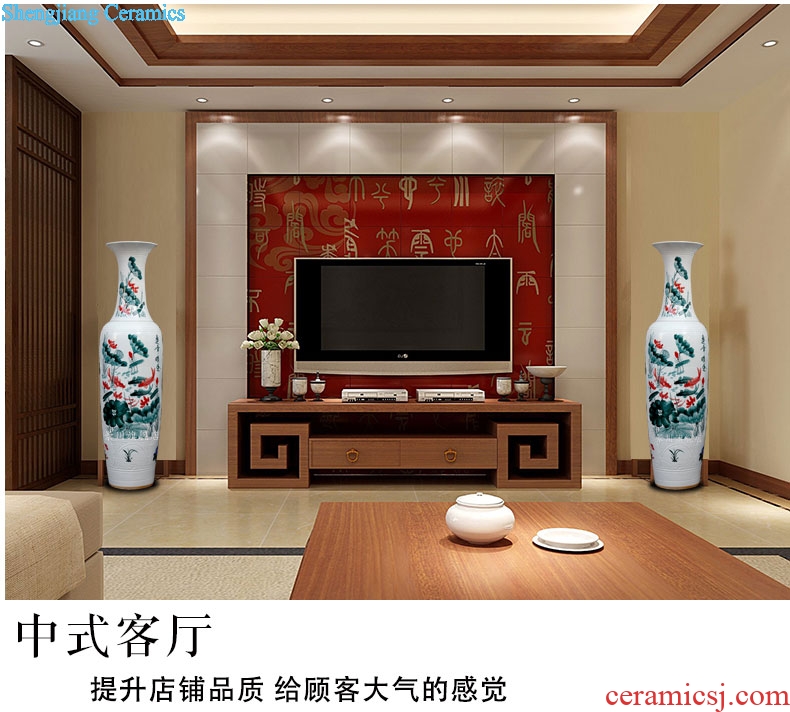 Jingdezhen of large vases, ceramic hand carved lotus big fish peony hotel sitting room adornment is placed