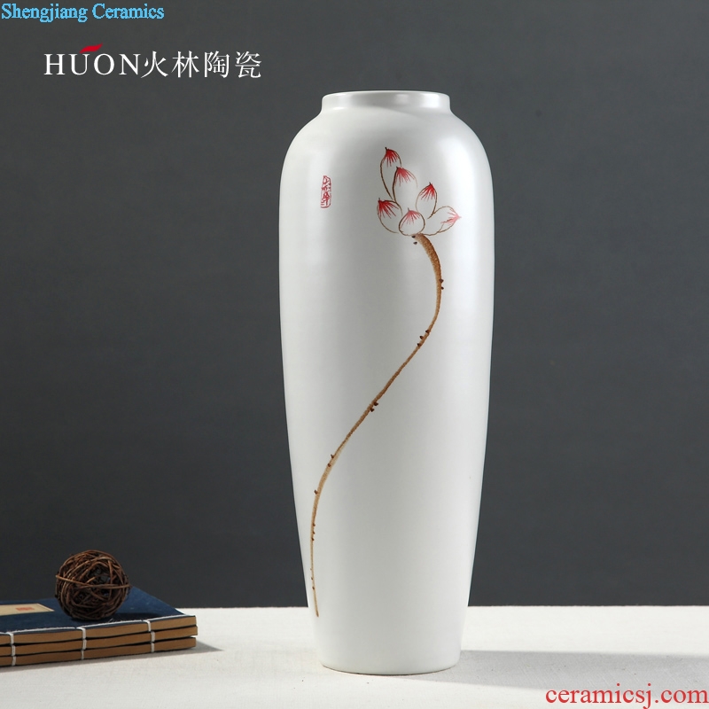 Jingdezhen modern new Chinese style ceramic vase lucky bamboo dried flowers sitting room Japanese zen home decoration furnishing articles