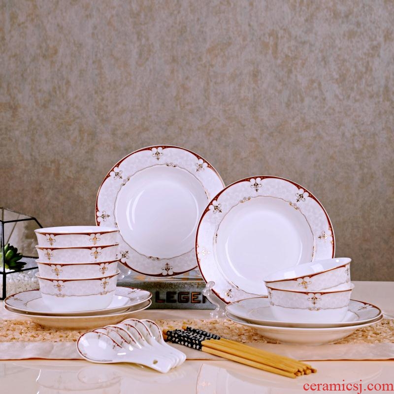 Jingdezhen dishes suit household of 4 6 people eat bowl dish European ceramic dish bowl chopsticks porringer combination