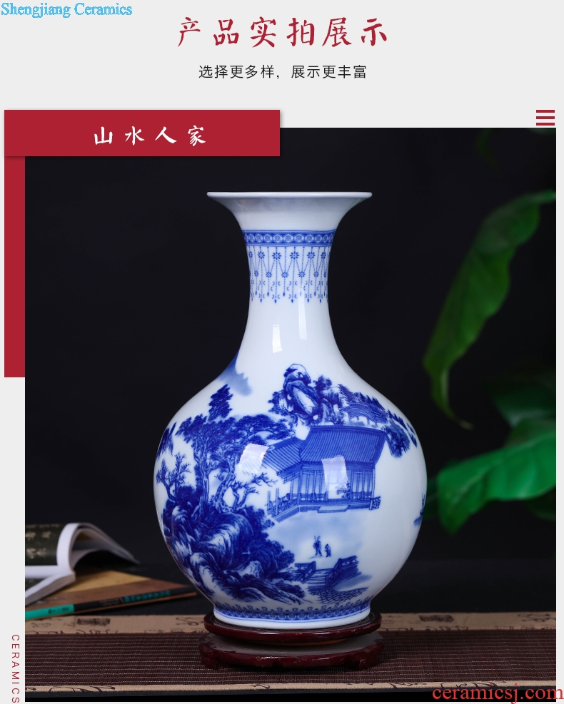 Jingdezhen ceramics antique Chinese flower arranging device of blue and white porcelain vase furnishing articles sitting room home decoration arts and crafts