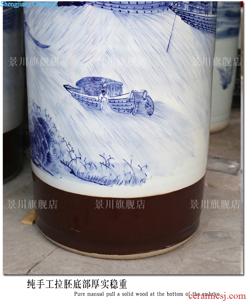 Jingdezhen ceramics qingming scroll quiver hand-painted landing big vase sitting room hotel opening furnishing articles