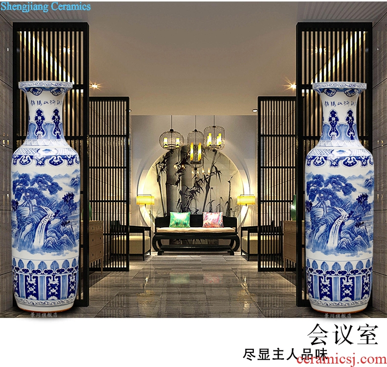 Blue and white porcelain of jingdezhen hand-painted splendid sunvo sitting room adornment porcelain vase of large hotel furnishing articles with a gift