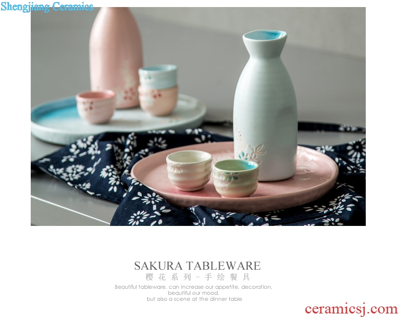 Ijarl japanese-style wine pot sake wine creative classical porcelain flask glass cabinet and a small handleless wine cup pot