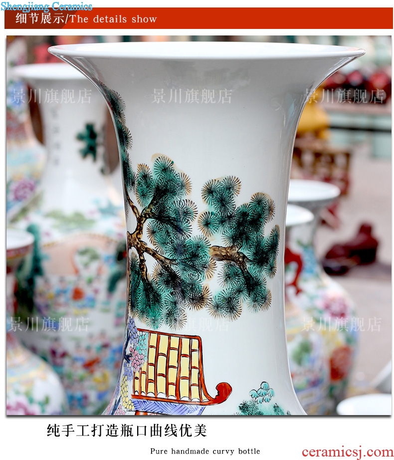 Jingdezhen ceramics of large vases, hand-painted famille rose porcelain of the ancient philosophers lad make spring sitting room adornment is placed