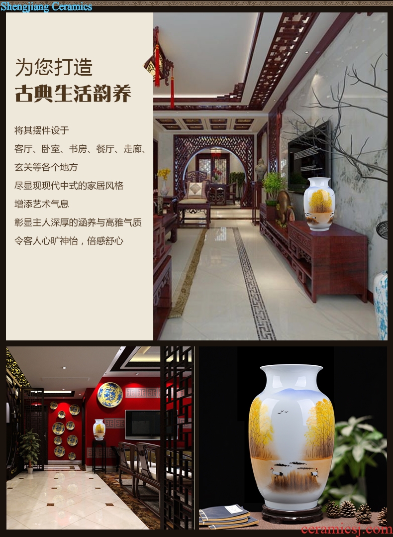 Jingdezhen ceramics hand-painted famous masterpieces vase famille rose porcelain art adornment handicraft furnishing articles in the living room