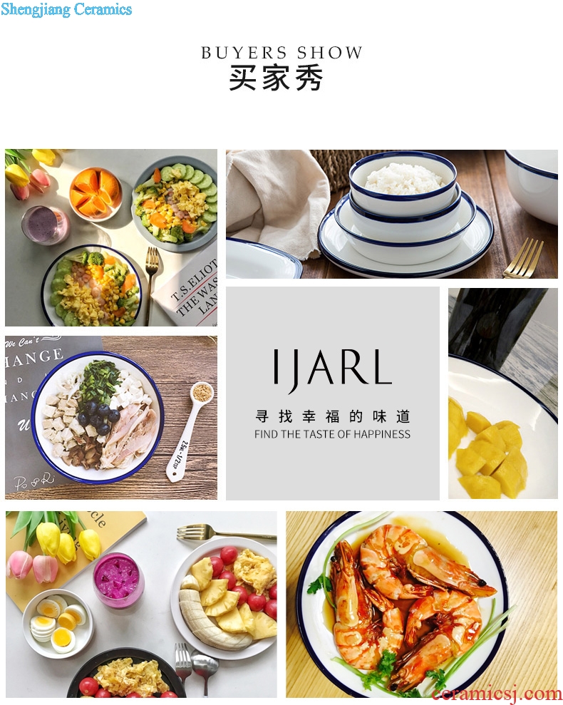 Ijarl million jia household ceramic bowl large soup bowl bowl tub fruit salad bowl dessert bowl contracted