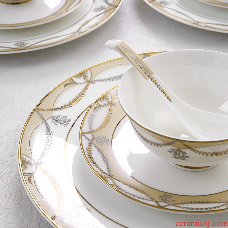 Vidsel bone porcelain tableware suit European dishes suit household bowl dishes wedding gifts of high-grade ceramics