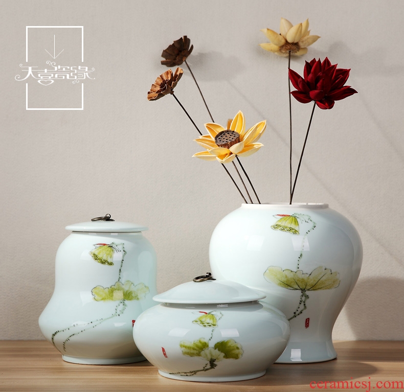 Jingdezhen ceramic vase storage tank model of new Chinese style living room porch creative home furnishing articles ornament