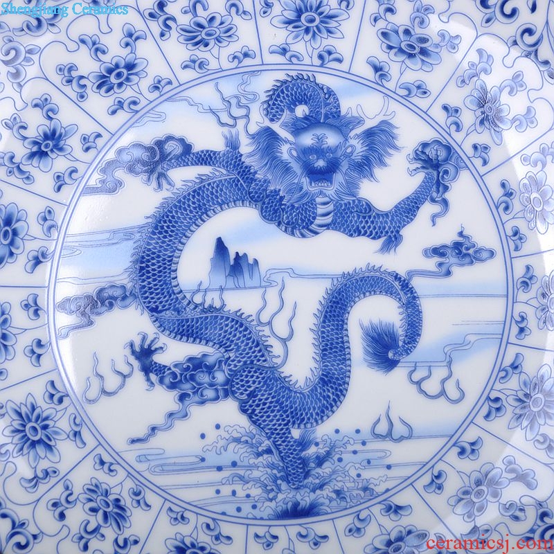 The sitting room of Chinese style household art scene, jingdezhen ceramics plate dragon QingHuaPan creative gifts