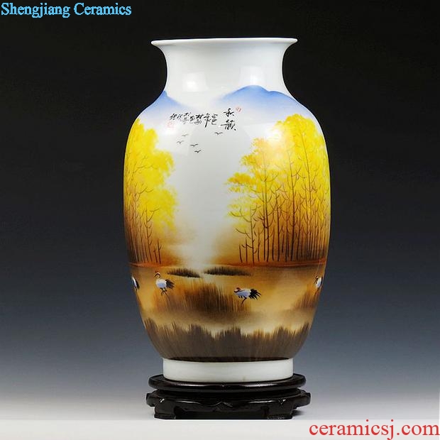Jingdezhen ceramics hand-painted famous masterpieces vase famille rose porcelain art adornment handicraft furnishing articles in the living room
