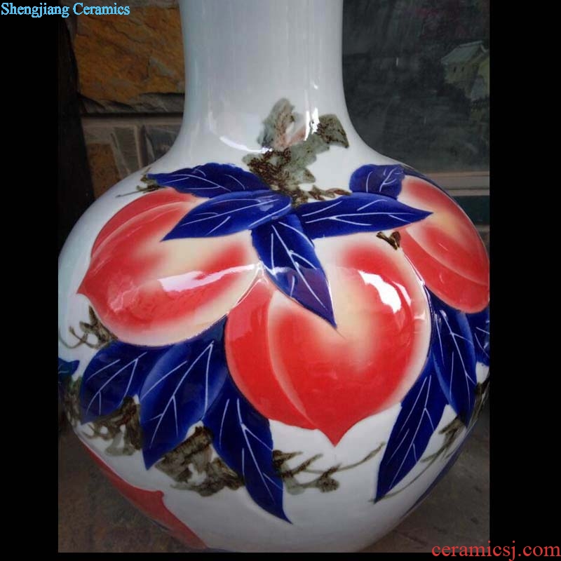 Jingdezhen hand-painted xiantao carving celestial birthday ceramic vase xiantao celestial art porcelain vase