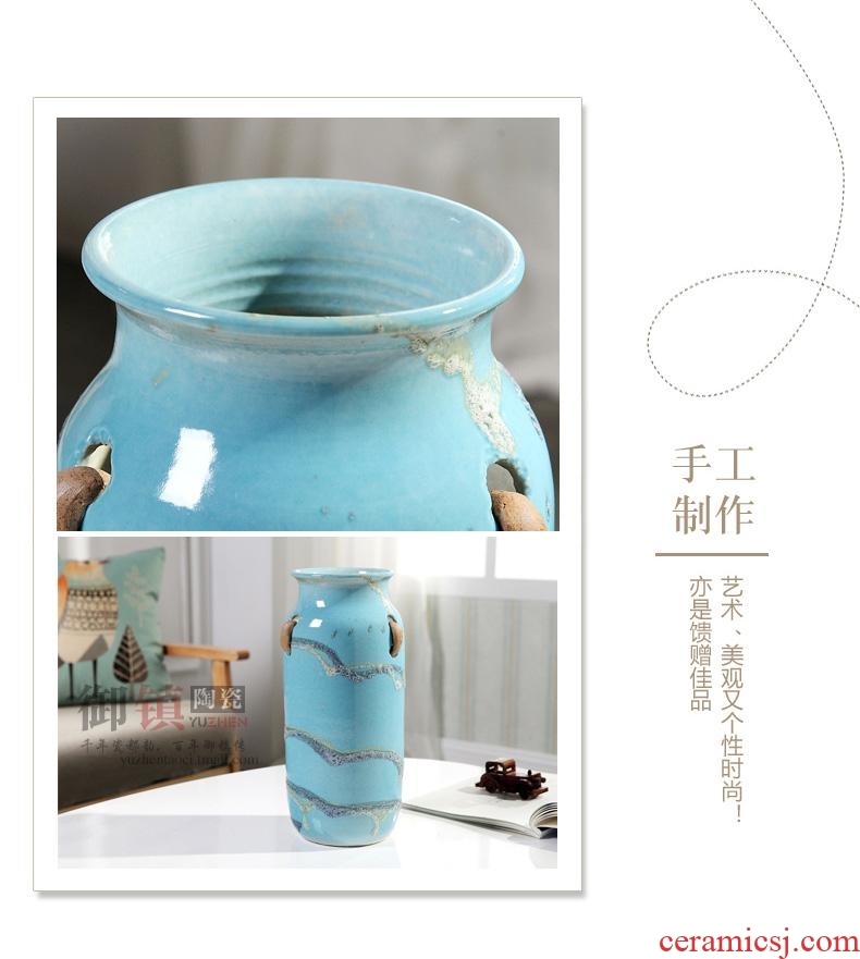 Modern Chinese style restoring ancient ways is a three-piece furnishing articles jingdezhen vases, flower arrangement, wine porch sitting room home decoration