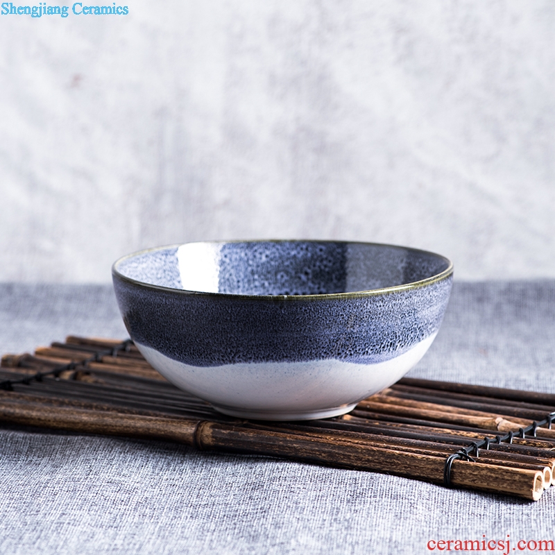 Ijarl million fine blue and white Japanese household creative jobs rainbow noodle bowl bowl salad bowl porcelain tableware in the kitchen