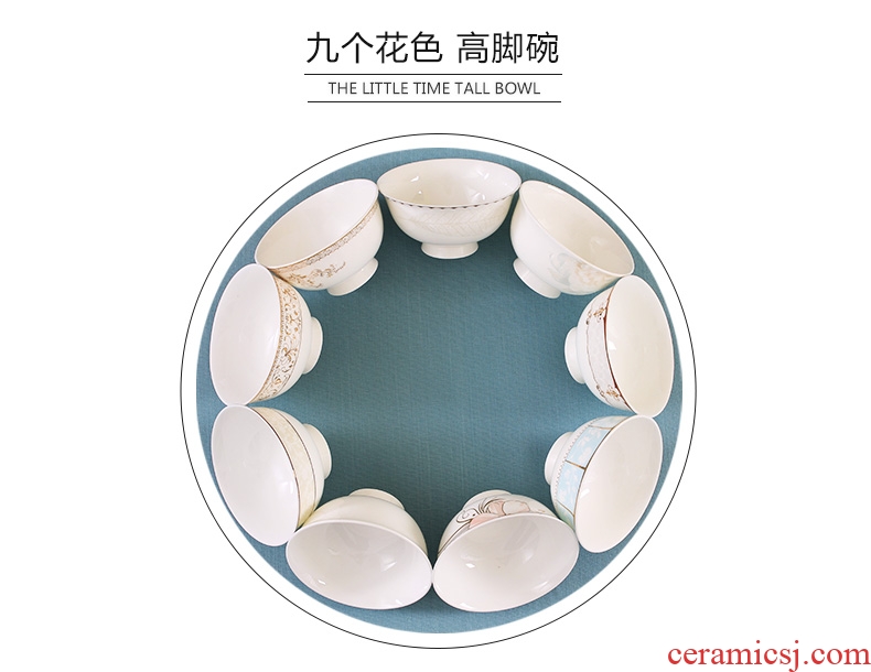 The hot eat bowl ceramic dishes suit 4.5 -inch noodles in soup bowl 10 only cute rice bowls of household utensils