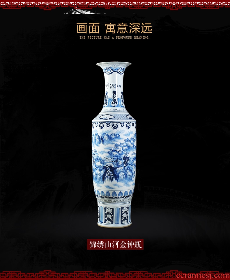 Jingdezhen ceramics hand-painted porcelain vase bag mail to the ground 1.8 meters big hotel lobby sitting room adornment is placed