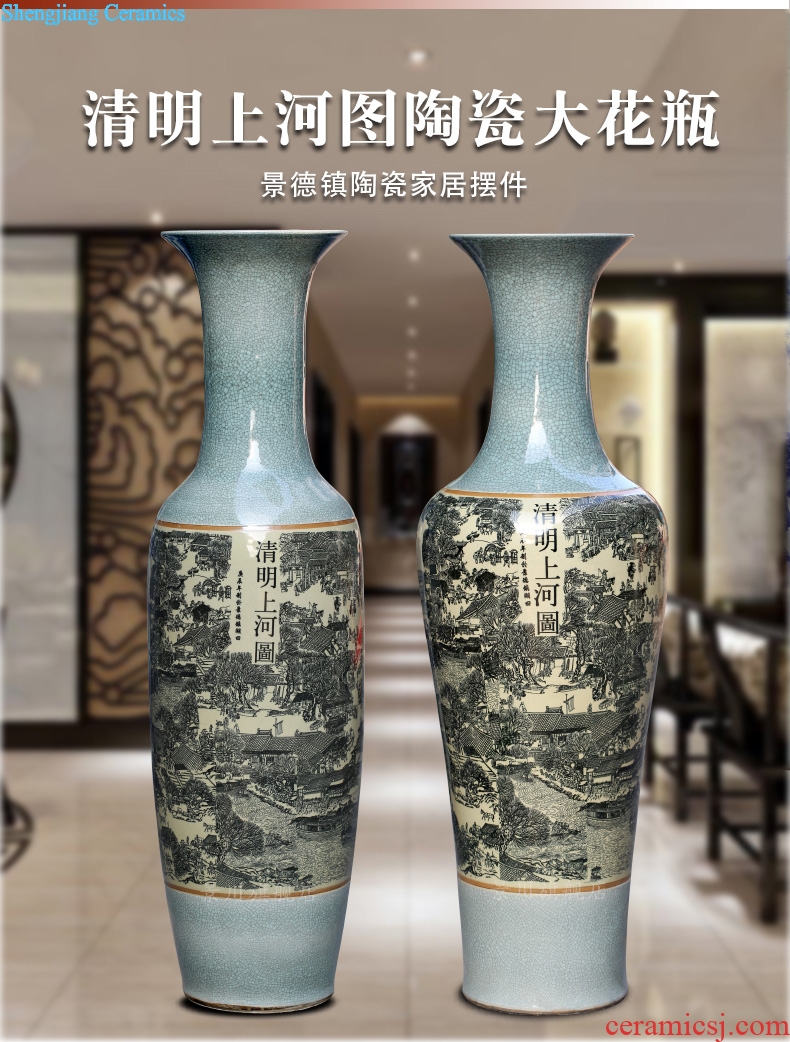 Jingdezhen ceramic antique piece of open crack glaze qing Ming vase painting of large sitting room place hotel decoration