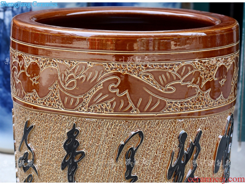 Jingdezhen ceramic quiver carved poems calligraphy and painting scroll painting and calligraphy cylinder receive product sitting room of Chinese style household furnishing articles