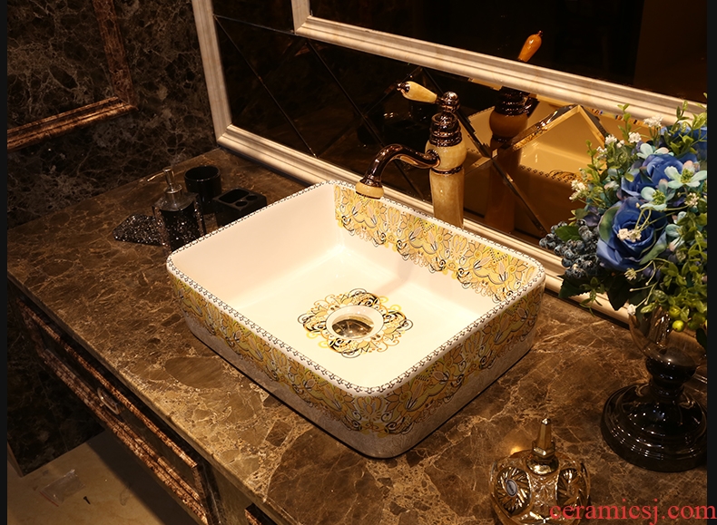 JingYan American basin stage basin of continental basin bathroom ceramic lavatory rectangle art on the sink