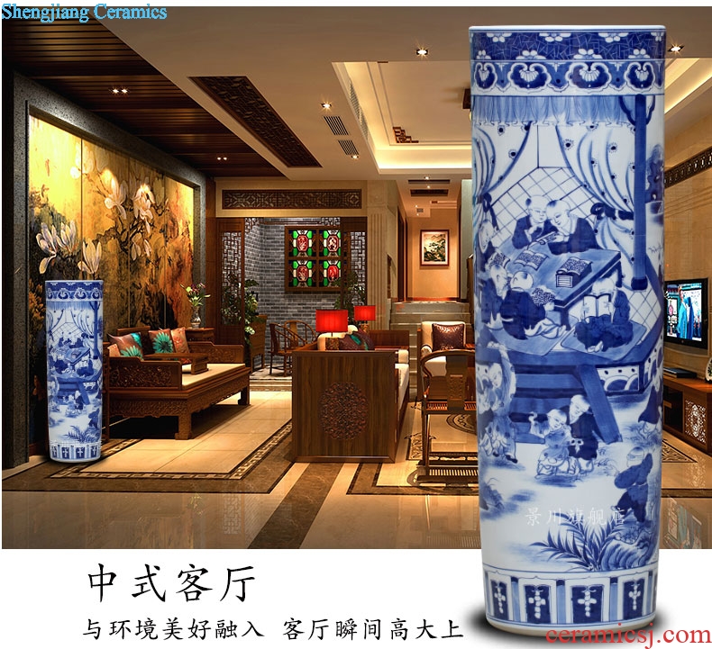 Jingdezhen ceramic vase of large sitting room adornment large quiver hand-painted blue and white porcelain hotel study practice