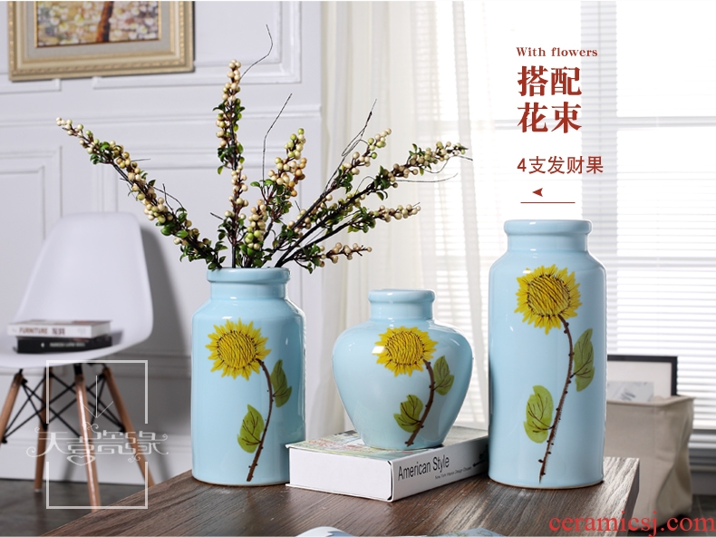 Jingdezhen contemporary and contracted ceramic vase furnishing articles creative living room small pure and fresh and dry flower arranging, table decorations