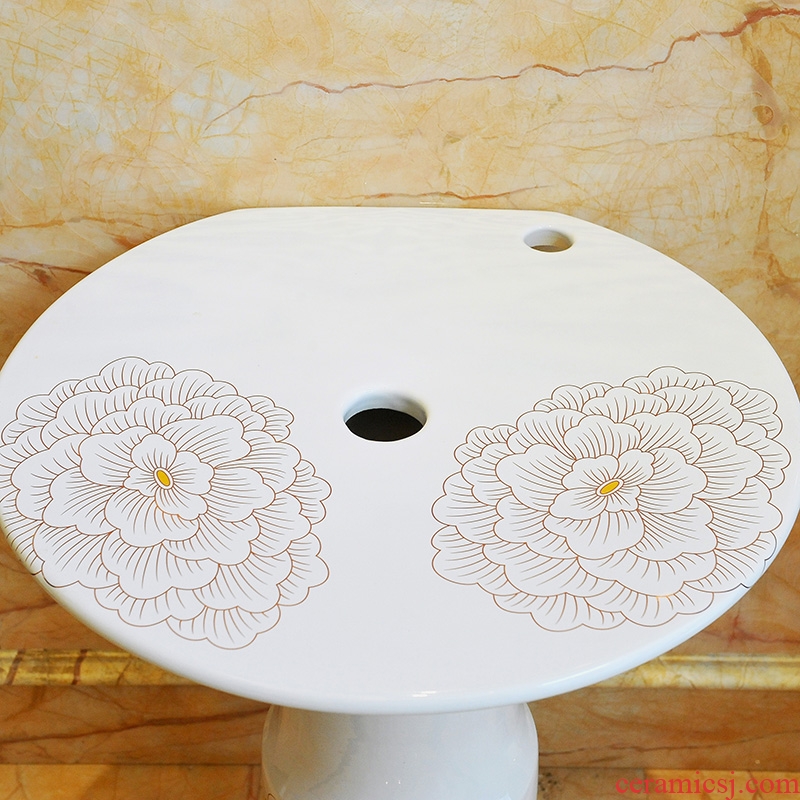 JingYan art pillar basin integrated ceramic column type lavatory basin as floor balcony vertical lavabo column basin