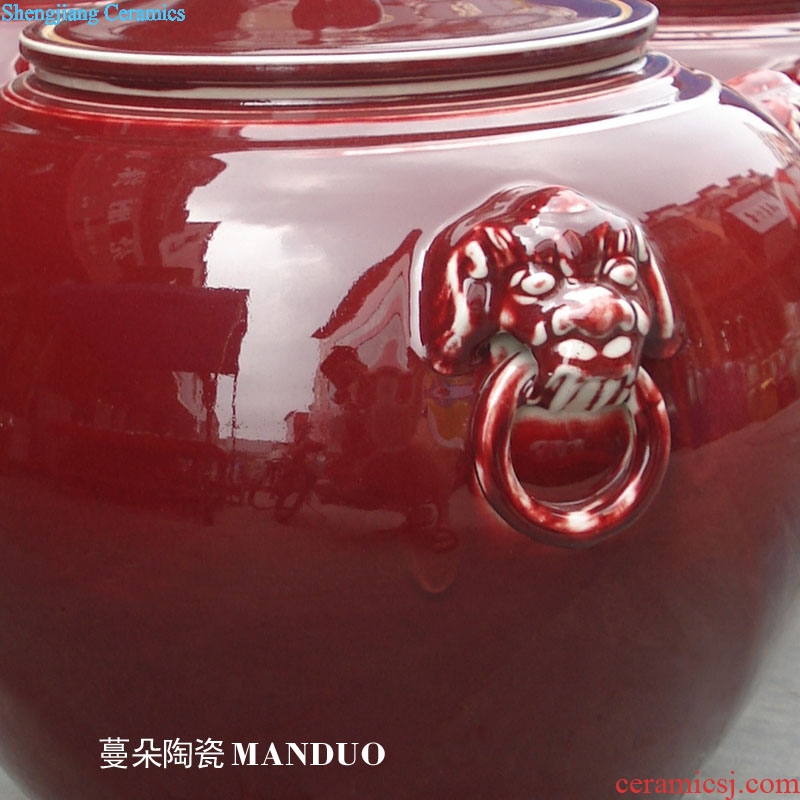 Jingdezhen ruby red porcelain kiln porcelain lion a porcelain crock pot rice pot 50 pounds