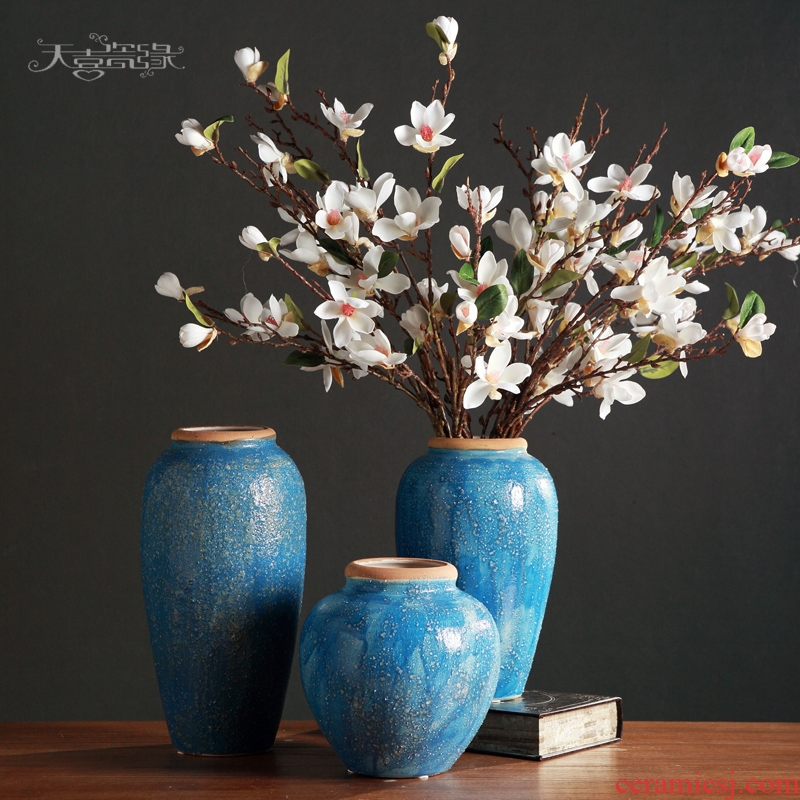 Jingdezhen ceramic flower vases furnishing articles of the sitting room TV ark wine household craft ornaments clay coarse pottery