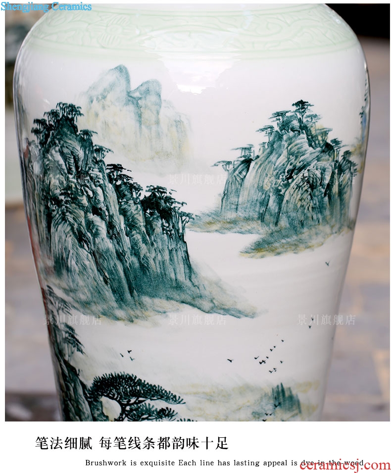 Jingdezhen ceramics splendid sunvo landscape painting of large vase household adornment sitting room of Chinese style big furnishing articles