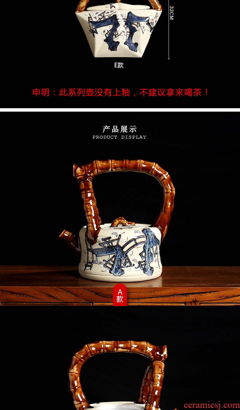 Creative teapots manual furnishing articles of jingdezhen ceramics antique Chinese style rich ancient frame wine sitting room adornment handicraft