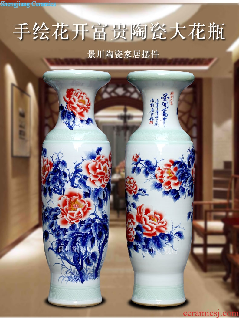 Hand color of large vase peony admiralty bottles of jingdezhen ceramics occupy the modern home furnishing articles sitting room