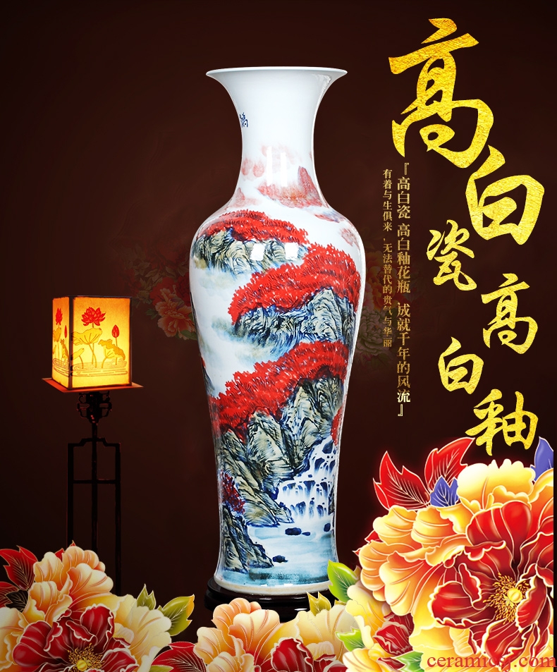 Jingdezhen ceramics high white large blue and white porcelain vase hotel opening gifts sitting room adornment is placed