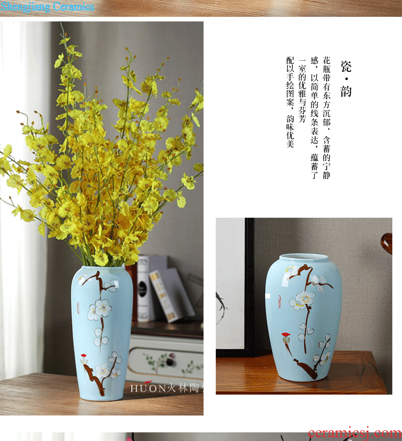 Contemporary and contracted jingdezhen ceramic flower vases Chinese creative living room blue dried flowers home furnishing articles