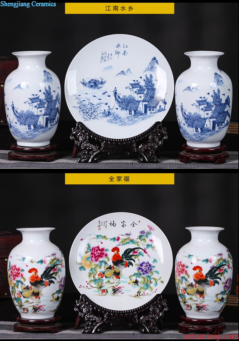 Porcelain of jingdezhen ceramics vase Chinese penjing flower arranging three-piece wine cabinet decoration plate of household decoration