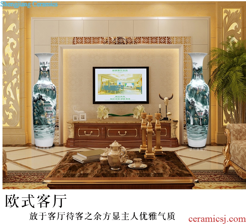Jingdezhen ceramics large hand-painted vase wucai landscape bright future landing stateroom decorative furnishing articles