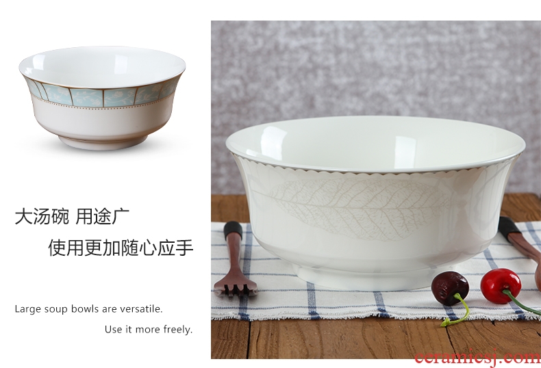 Jingdezhen ceramic household size 8 inches contracted to eat the hot soup bowl noodle bowl can microwave tableware