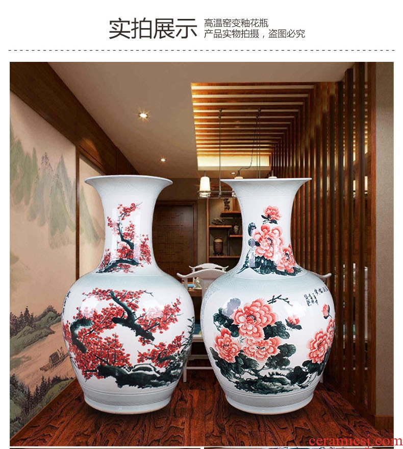 Day hao jingdezhen hand-painted ceramic vase lotus harbinger figure of large sitting room hotel home handicraft furnishing articles