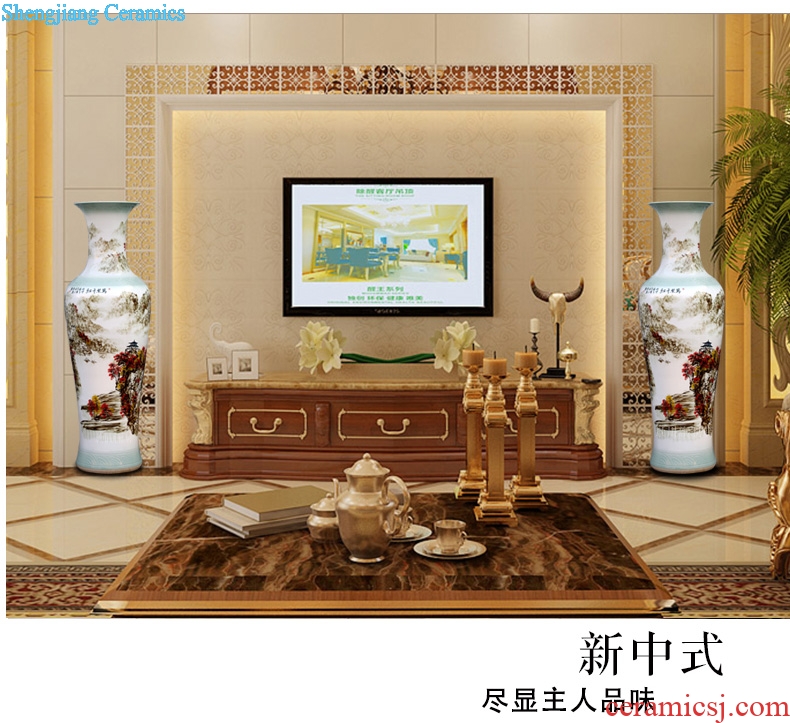 Jingdezhen ceramics green landscape painting sculpture of large vase full shade big porcelain sitting room furnishing articles