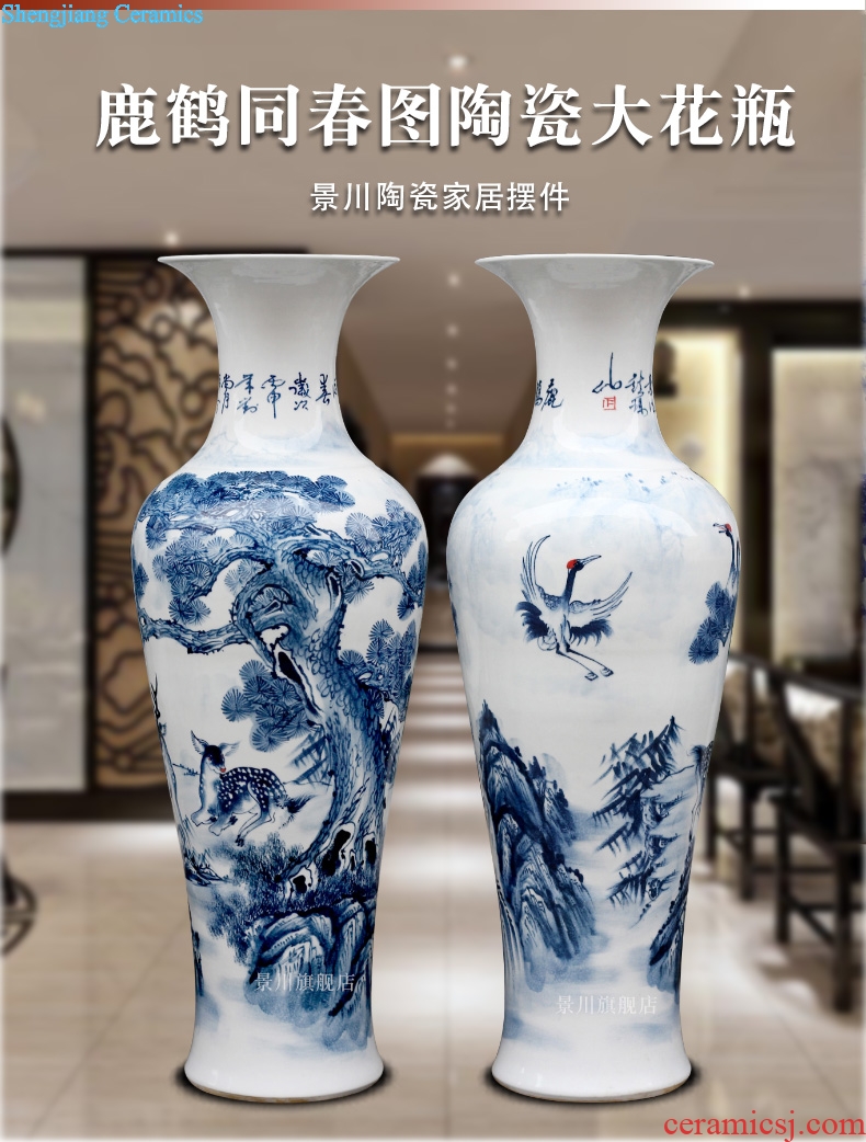 Jingdezhen porcelain ceramics hand-painted LuHe with spring of large vases, sitting room of Chinese style household furnishing articles decorations