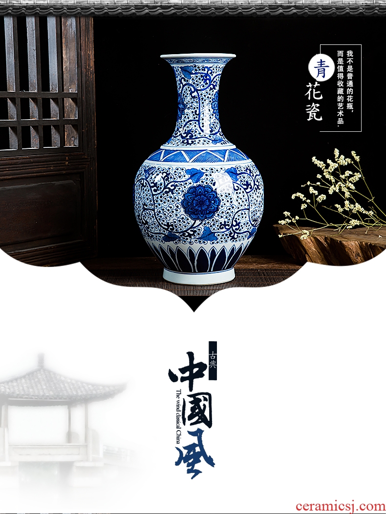 Jingdezhen ceramics hand-painted porcelain bound branch lotus home sitting room adornment wine bottle furnishing articles of handicraft