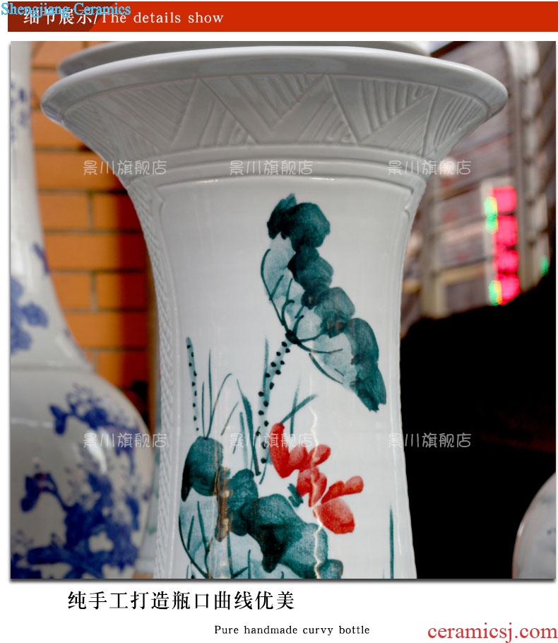 Jingdezhen of large vases, ceramic hand carved lotus big fish peony hotel sitting room adornment is placed