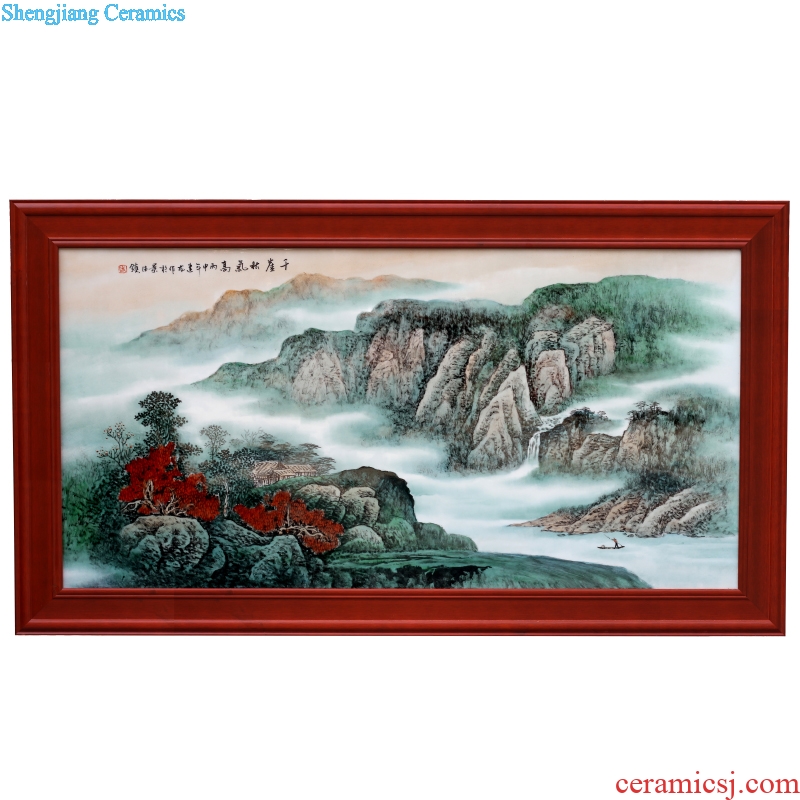 Jingdezhen ceramic hand-painted thousand high cliff autumn porcelain plate painting the sitting room living room sofa setting wall adornment that hang a picture