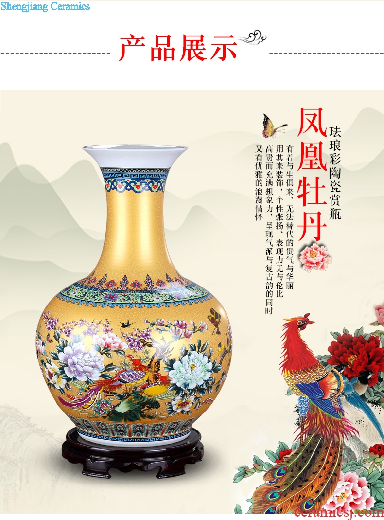 Jingdezhen ceramics colored enamel landing large vases, modern European home sitting room adornment furnishing articles