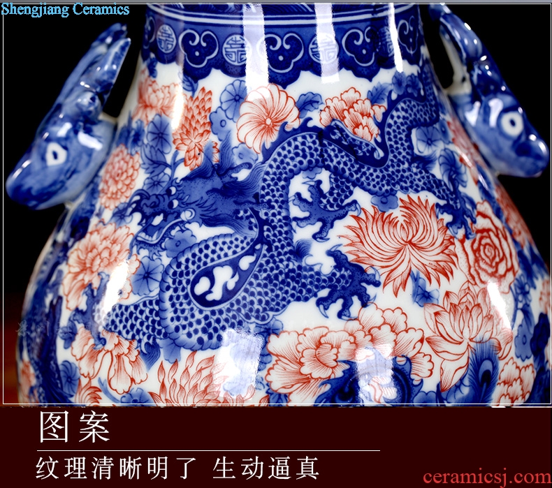 Jingdezhen ceramics youligong longfeng ears deer head mesa vase home sitting room adornment style furnishing articles