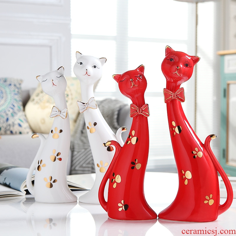 Jingdezhen ceramic creative furnishing articles animal lovers cat home television wine sitting room place handicraft ornament