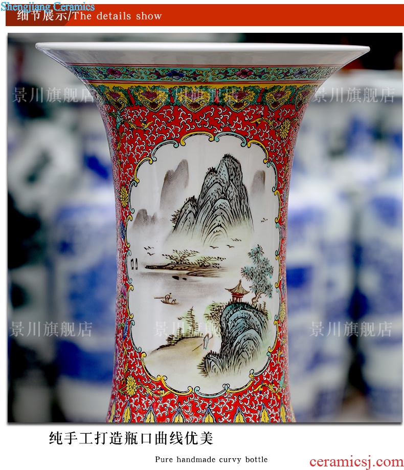 Jingdezhen ceramics of large vase has a long history in the hand draw pastel landscape porcelain sitting room adornment is placed