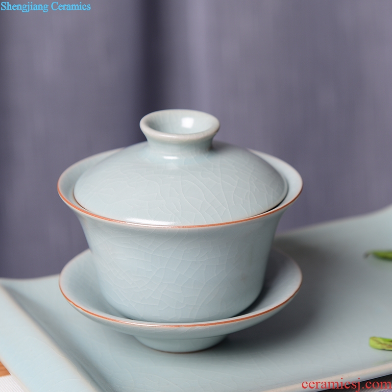 TaoXiChuan jingdezhen your kiln tureen open piece of authentic large tea bowl three cups vintage kung fu tea set