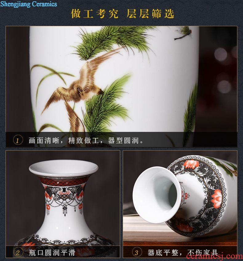 Jingdezhen ceramics vase furnishing articles Chinese style household porcelain three-piece rich ancient frame wine sitting room adornment